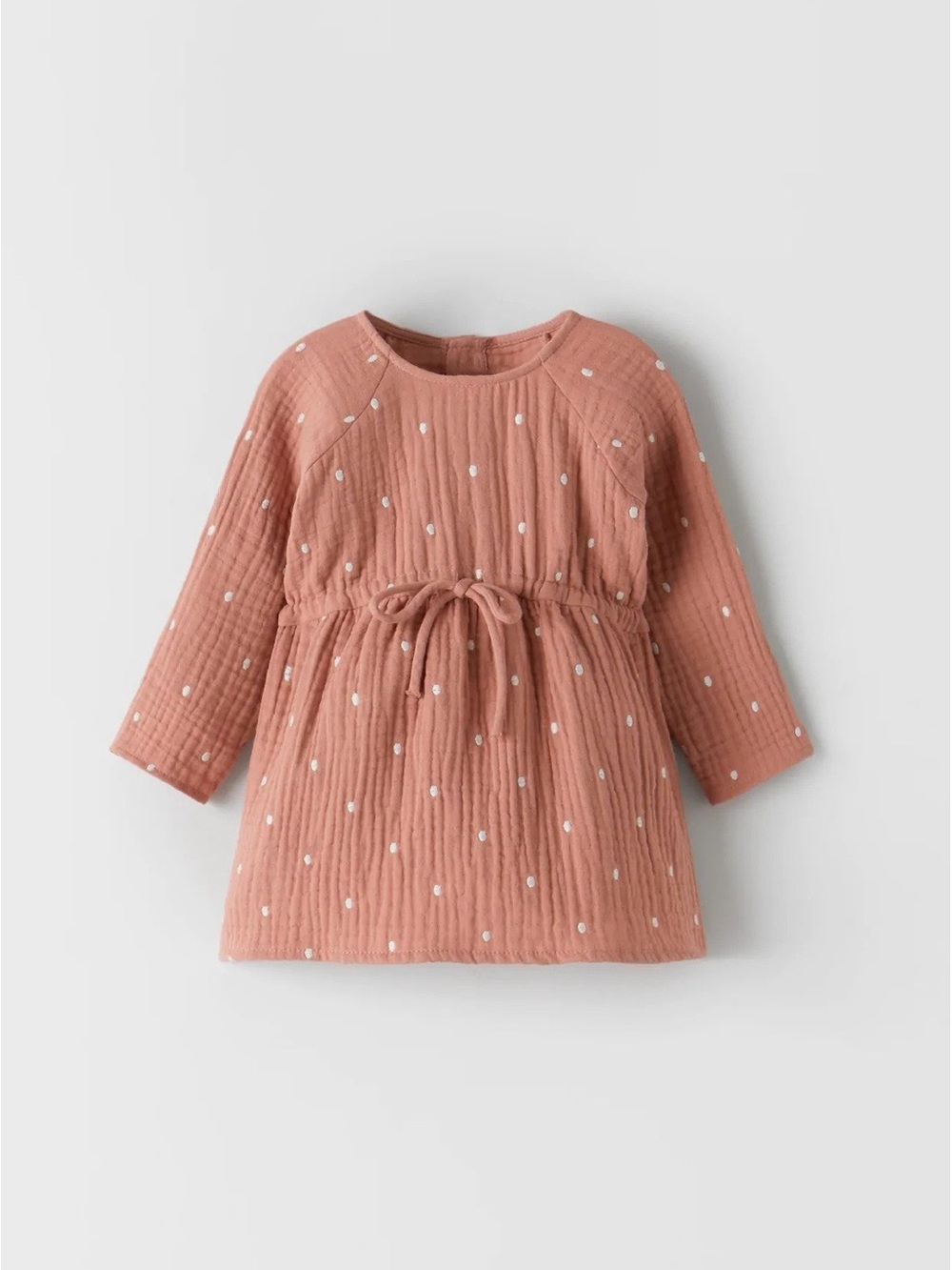 Zara Baby Rose Polka Dot Long-Sleeve Cotton Muslin Dress 9-12M